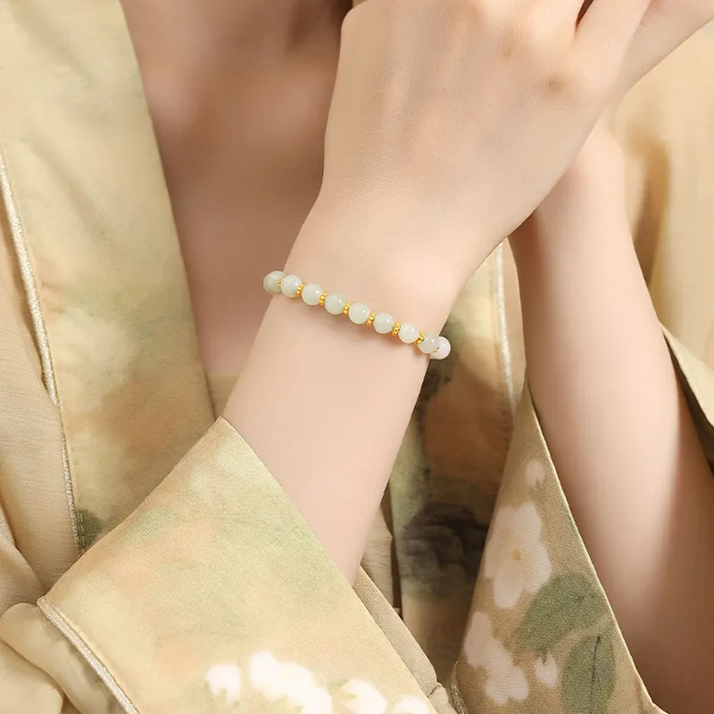 ALLOVE Hetian Jade Bracelets Pale Greenish White Jade Women's-1