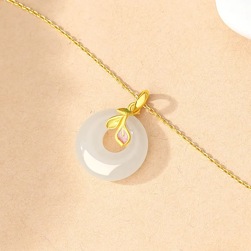 ALLOVE Hetian Jade Necklaces Pale Greenish White Jade Women's-5