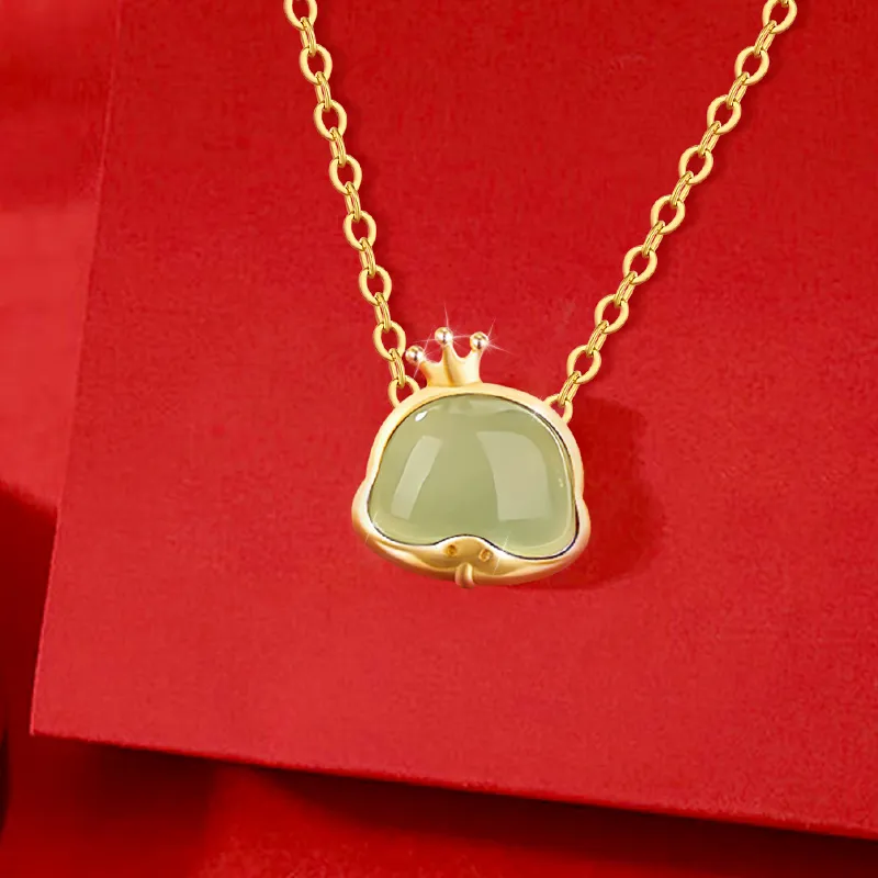 ALLOVE Hetian Jade Necklaces Pale Greenish White Jade Women's-3