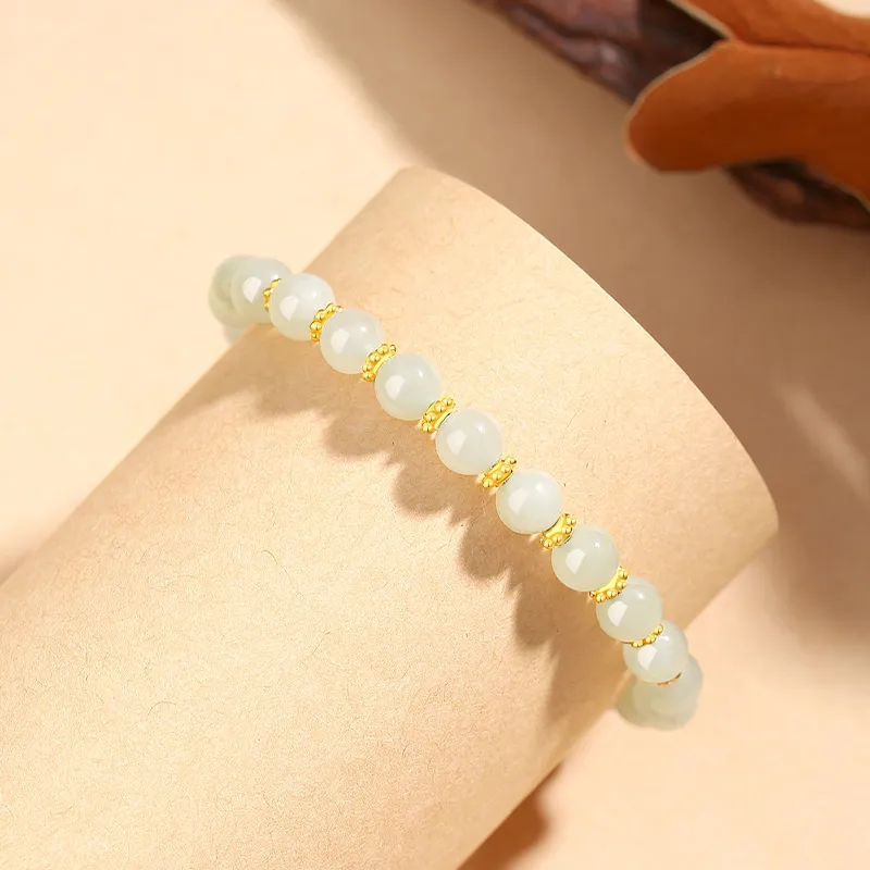 ALLOVE Hetian Jade Bracelets Pale Greenish White Jade Women's-4