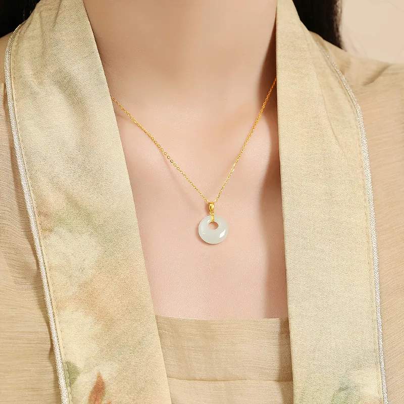 ALLOVE Hetian Jade Necklaces White Jade/Pale Greenish White Jade Women's-4