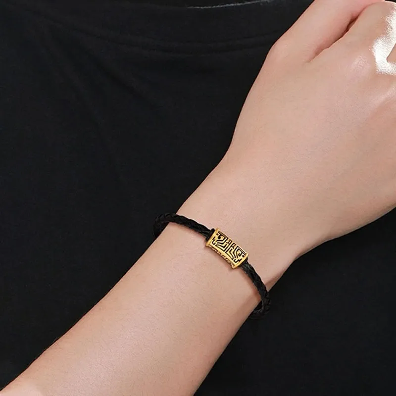 ALLOVE Black Gold Taotie, New Chinese Style Retro National Trendy Solid Gold Fixed Price Bracelets Men's-4
