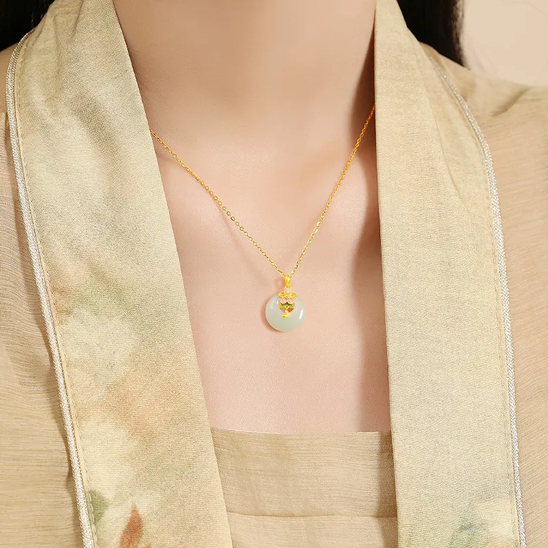 ALLOVE Hetian Jade Necklaces White Jade/Pale Greenish White Jade Women's-4