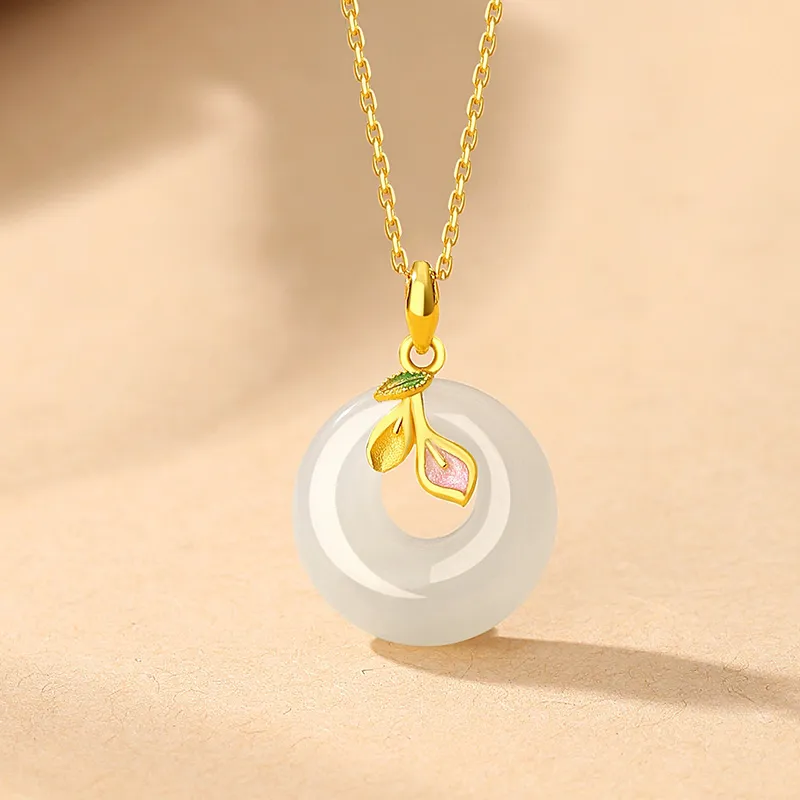 ALLOVE Hetian Jade Necklaces Pale Greenish White Jade Women's-1