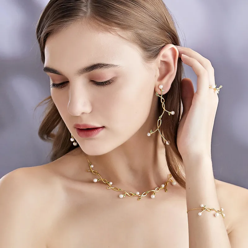 BABYBEI Shell Pearl Earrings Women's Gold-2
