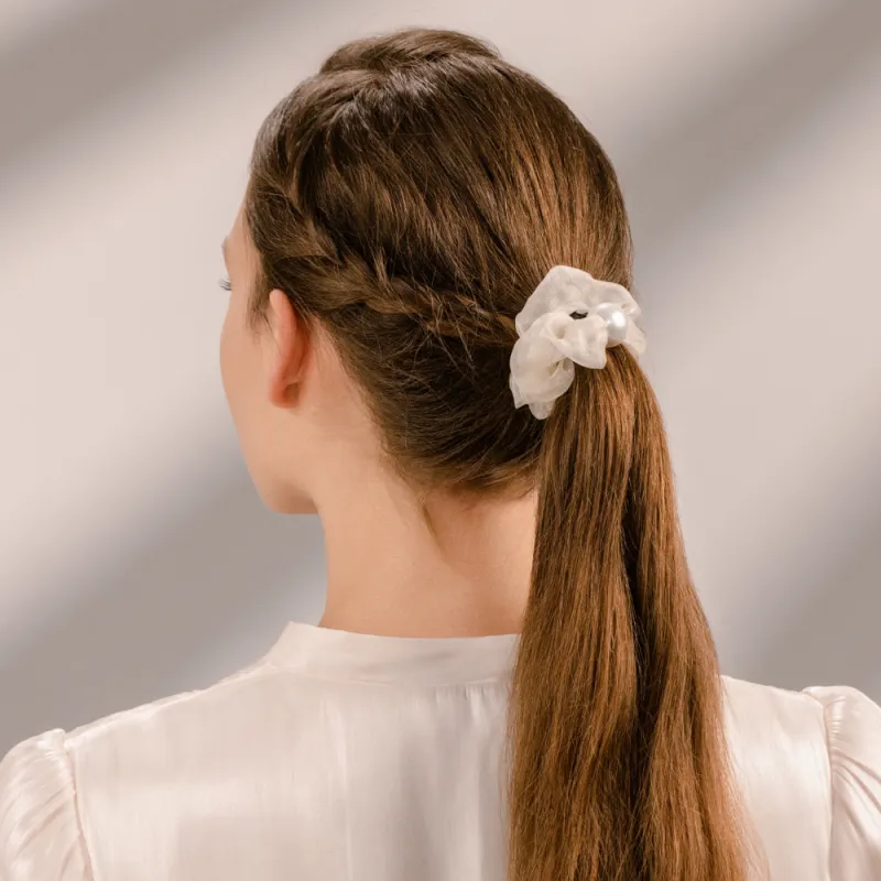 BABYBEI Pleated Ethereal Sweet Style Minimalist Style Advanced Gentle Black Beige Hair Tie Women's-7