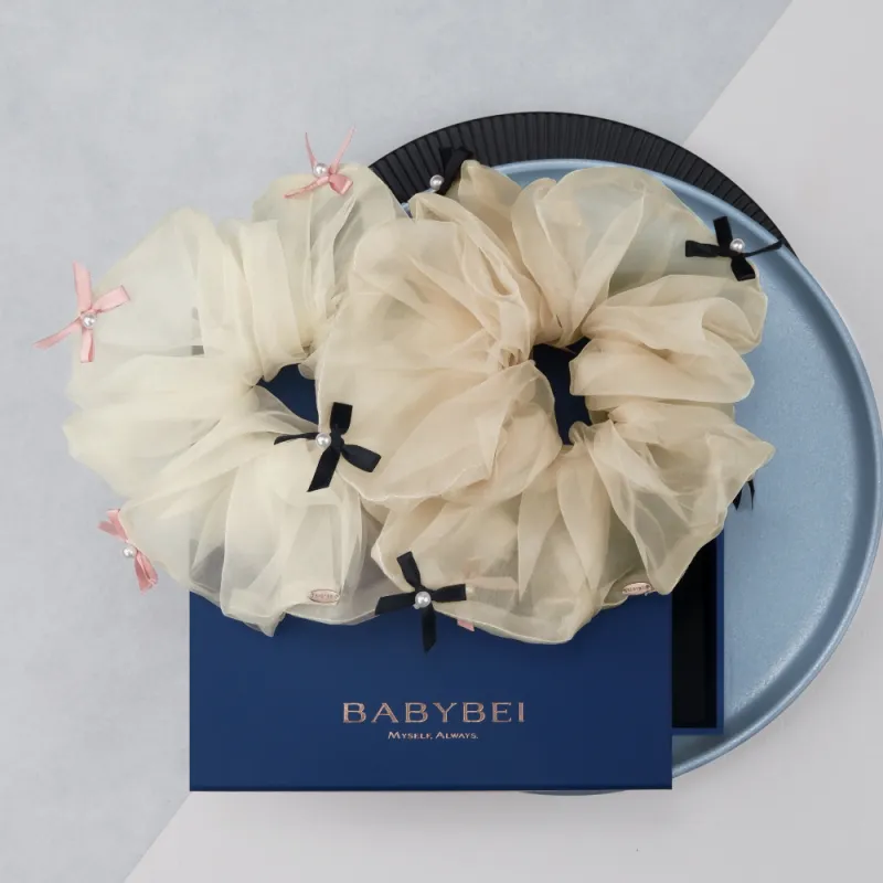 BABYBEI Bowknot Ethereal Girlish Gentle Korean Beige Coffee Hair Accessories Women's-1