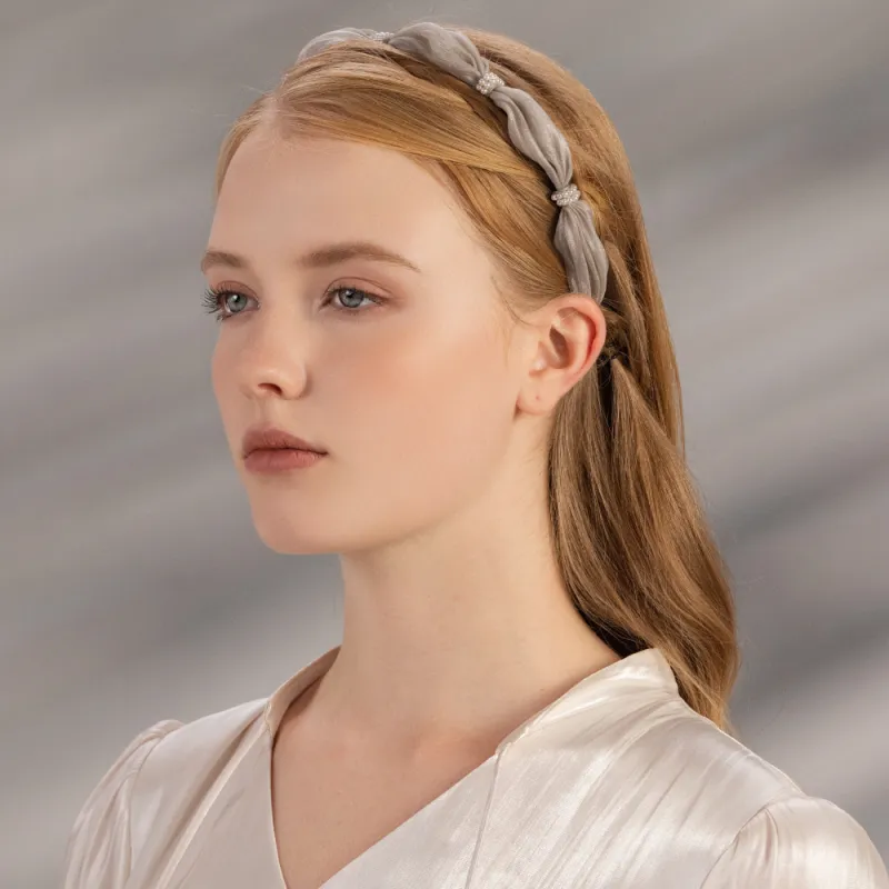 BABYBEI Fabric High Light Pearl Headbands Women's Beige Black-2