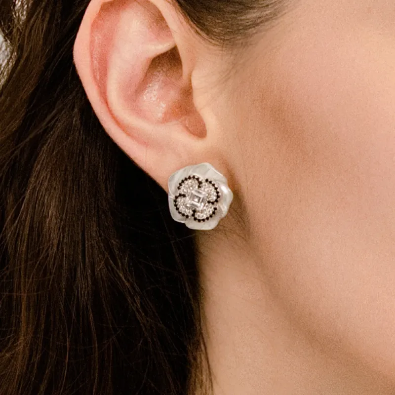 BABYBEI 925 Sterling Silver Mother Of Pearl Glamorous Style Lively Design Premium Soft Stud Earrings Women's-4