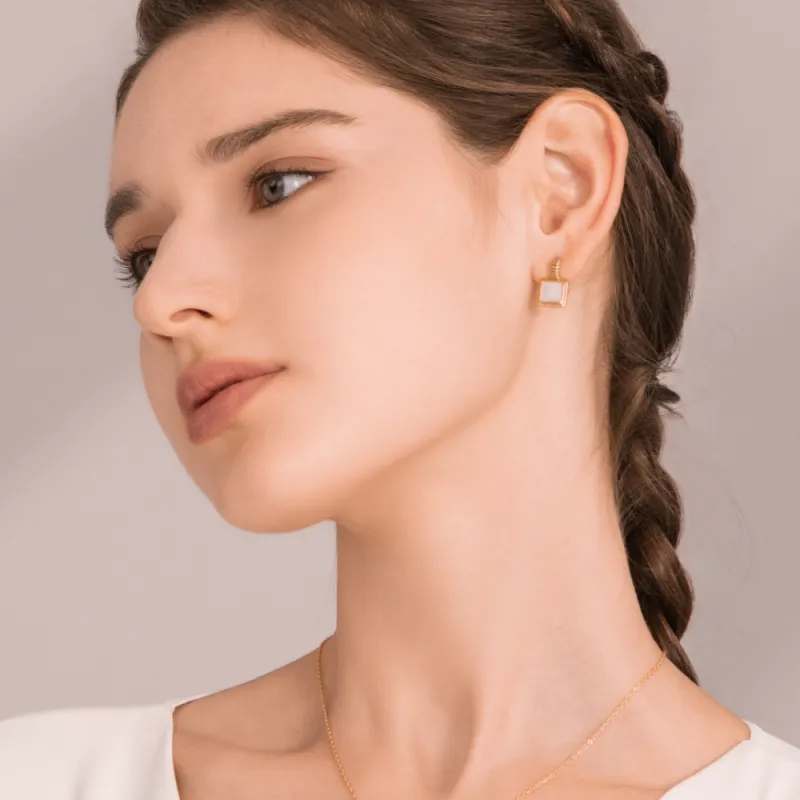 BABYBEI Mother Of Pearl Clip On Earrings Women's-1