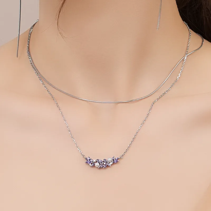 BABYBEI 925 Sterling Silver Shell Pearl Double Layer Fairy Snake Bone Unique Designer Necklaces Women's-2