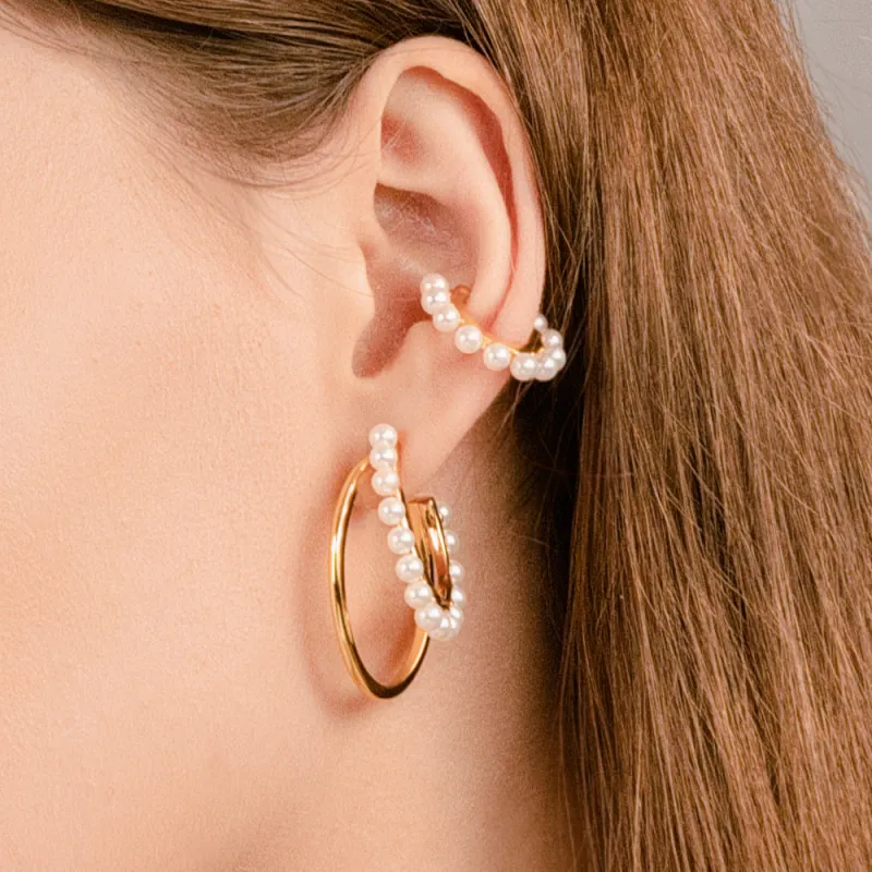 BABYBEI S925 Silver Shell Pearl Ear Bone Clip Women's-4