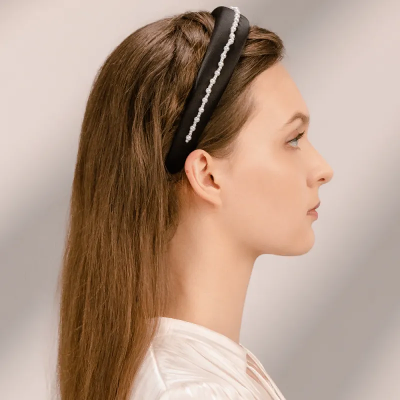 BABYBEI Satin Elegance Elegant Minimalist Style Versatile Advanced Black Beige Hair Accessories Women's-2