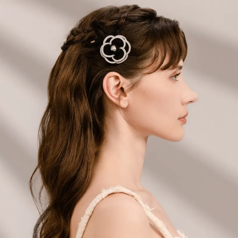 BABYBEI Pearl Fabric Hair Clips Women's-7