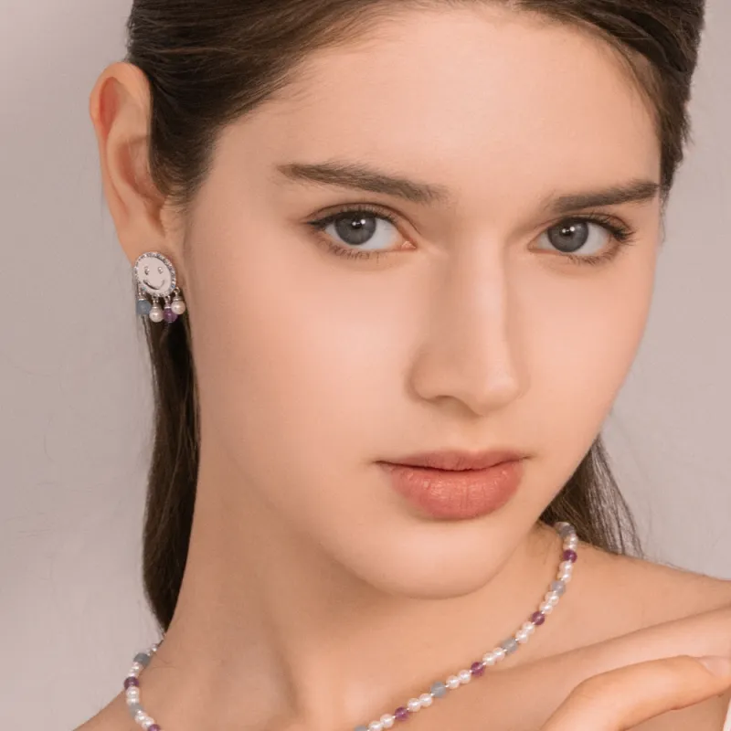 BABYBEI 925 Sterling Silver Pearl Dynamic Cute Niche Individual Design Creative Trendy And Cool Earrings Women's-2