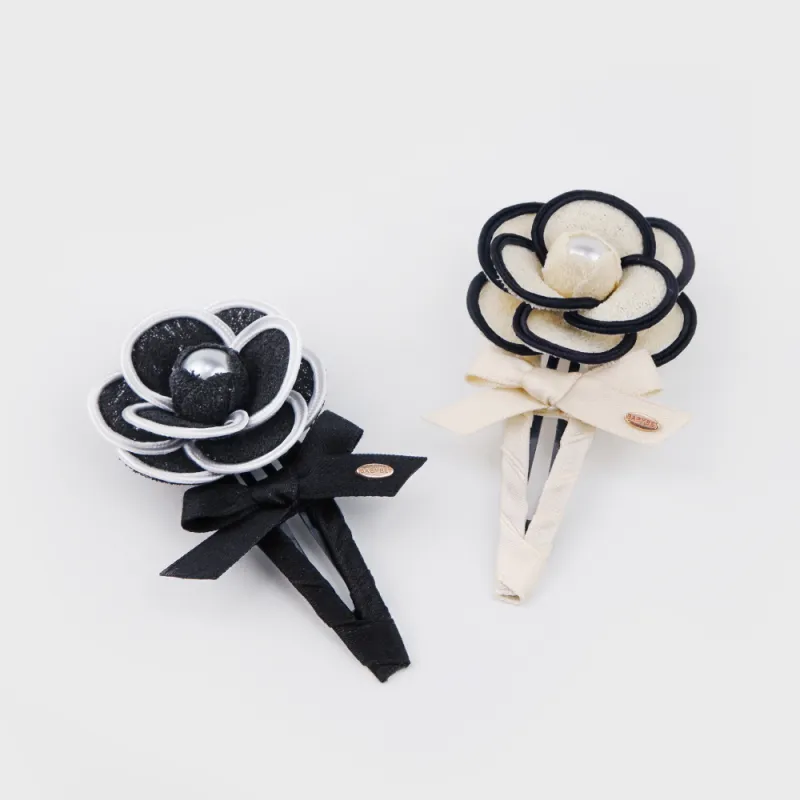 BABYBEI Pearl Fabric Hair Clips Women's-2