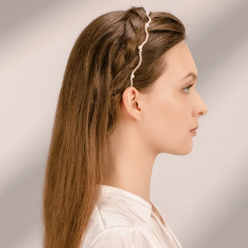 BABYBEI High Brightness Pearl Headbands Women's-3