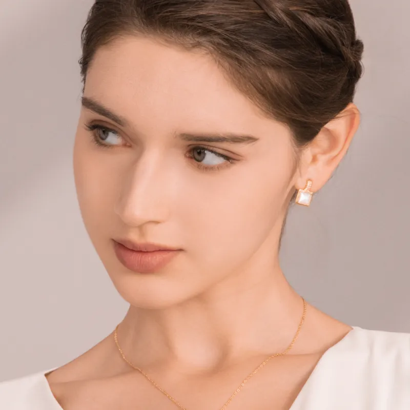 BABYBEI Mother Of Pearl Clip On Earrings Women's-2