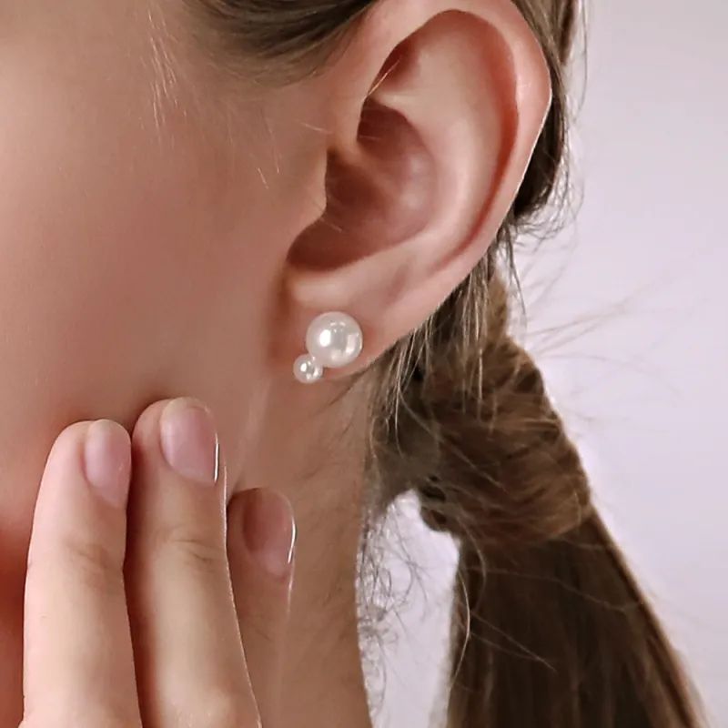 BABYBEI 925 Sterling Silver Shell Pearl Stud Earrings Women's-4