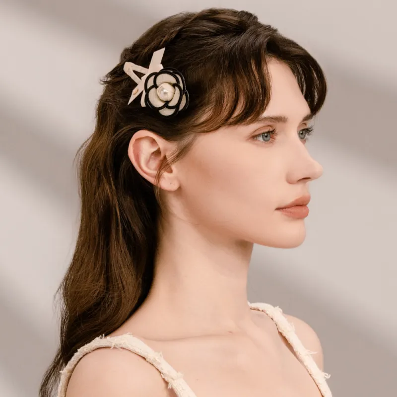 BABYBEI Pearl Fabric Hair Clips Women's-6