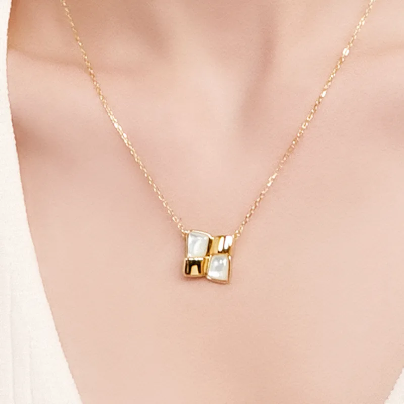 BABYBEI 925 Sterling Silver Mother Of Pearl Necklaces Women's-2