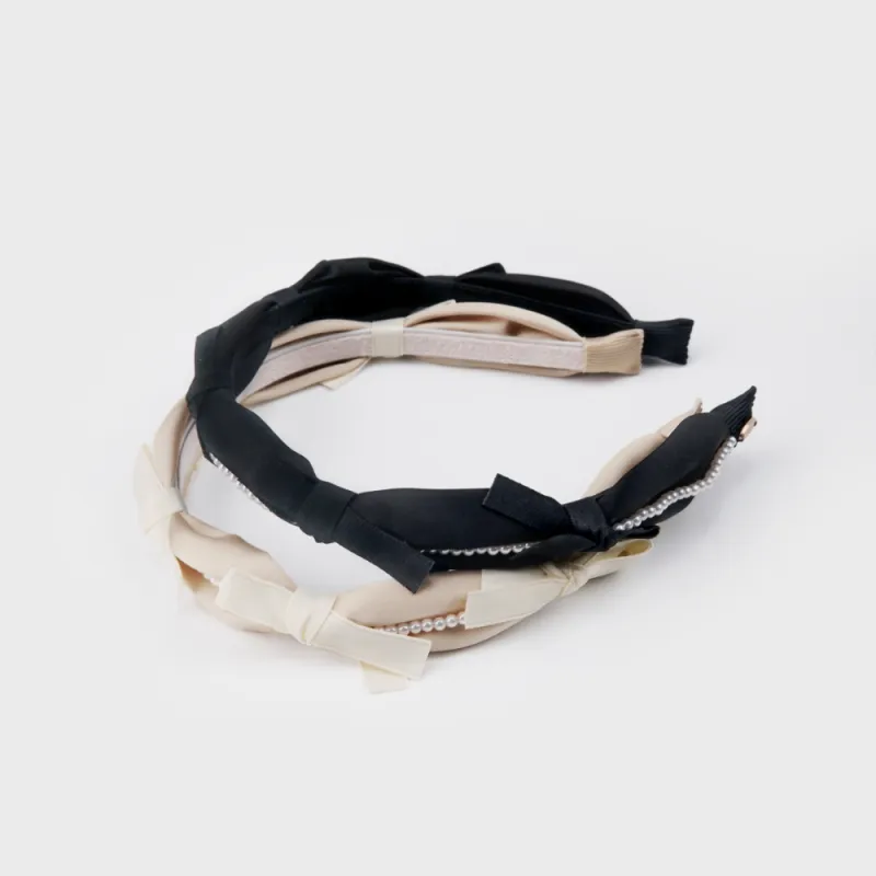 BABYBEI Bowknot Elegance Sweet Style French Gentle Black Beige Hair Accessories Women's-3