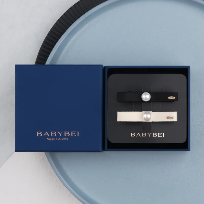 BABYBEI One Word Elegance Elegant Minimalist Style Versatile Black Beige Hair Clips Women's-1
