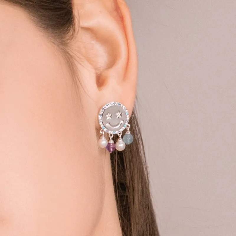 BABYBEI 925 Sterling Silver Pearl Dynamic Cute Niche Individual Design Creative Trendy And Cool Earrings Women's-4