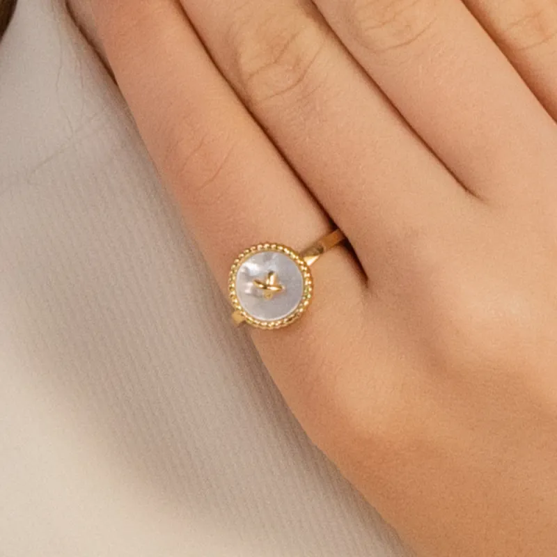 BABYBEI 925 Sterling Silver Mother Of Pearl Rings Women's-2