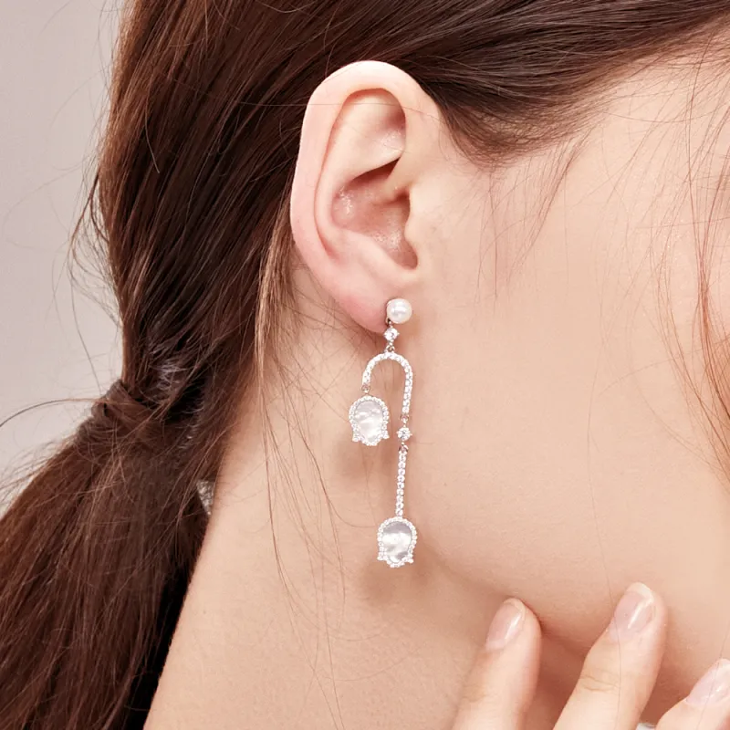 BABYBEI 925 Sterling Silver Mother Of Pearl Floral Long Face Lifting Fresh Ethereal Quality Earrings Women's-4