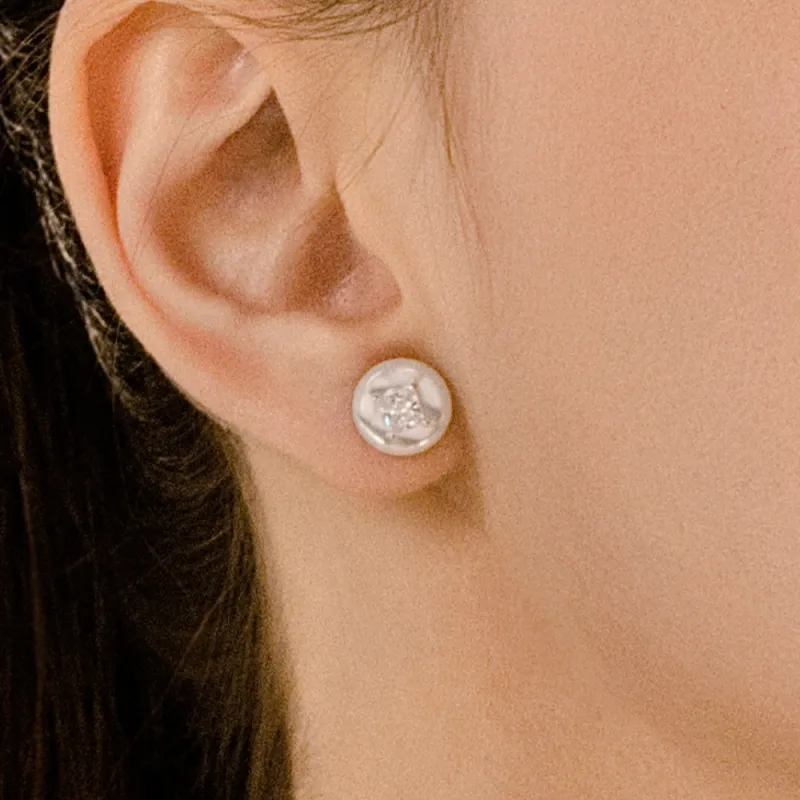 BABYBEI Mother Of Pearl Stud Earrings Women's-2