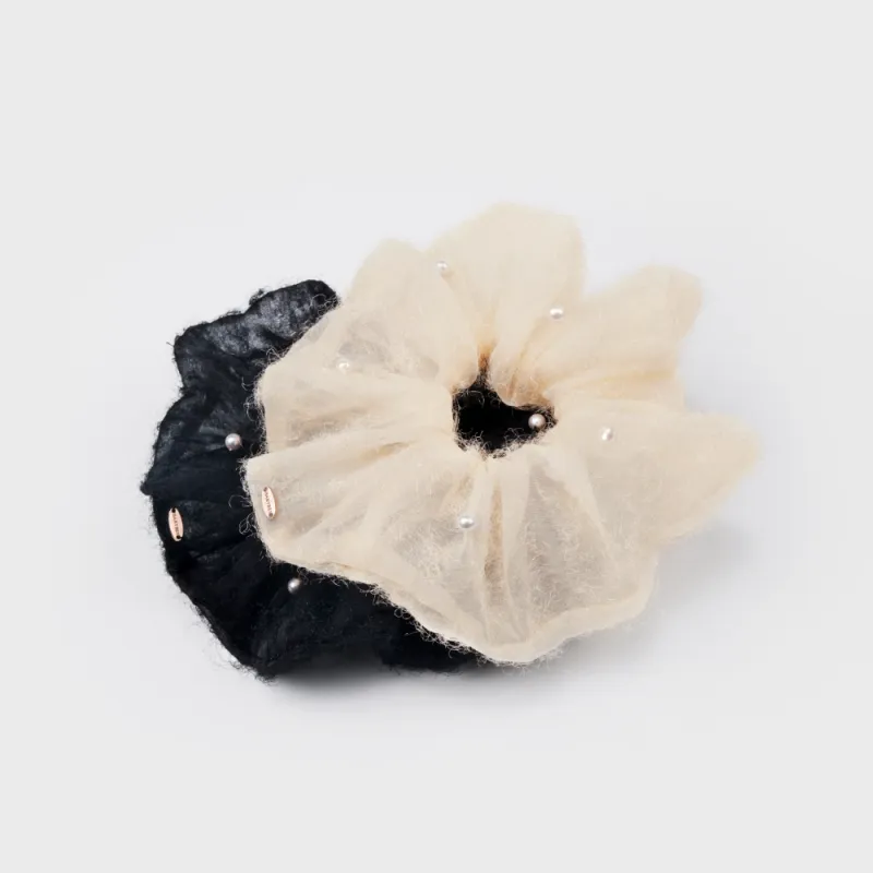 BABYBEI Metallic Yarn Hair Tie-Ethereal Sweet Style Versatile-Gentle Black Beige Hair Accessories Women's-2