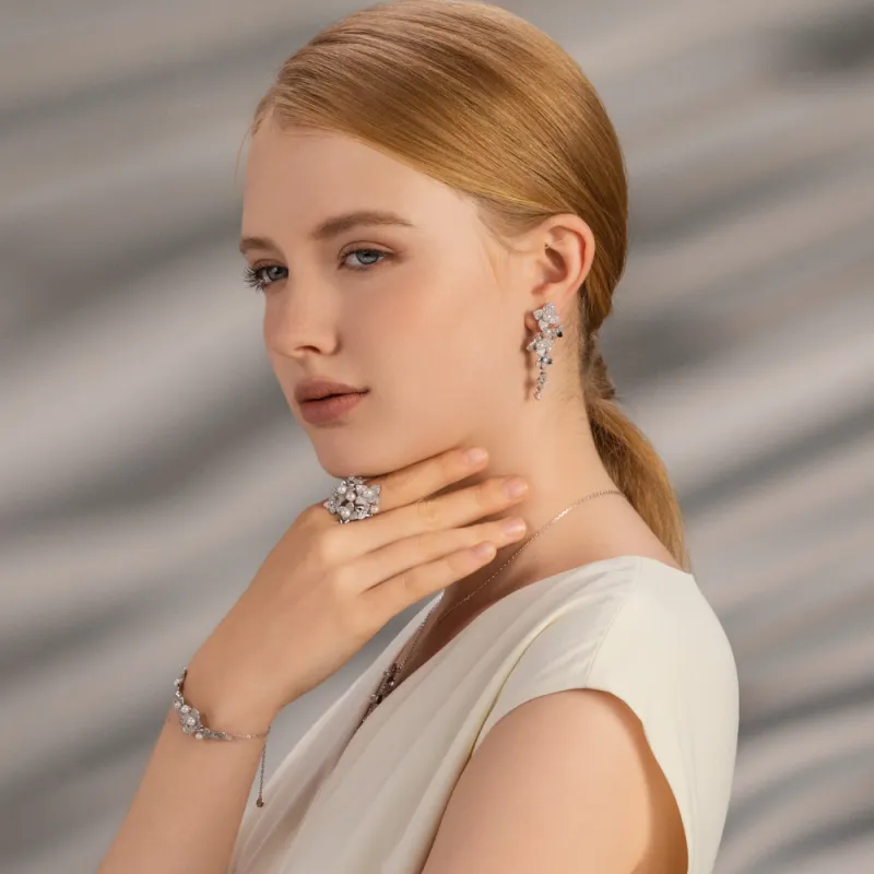 BABYBEI 925 Silver Plated In 18K White Gold Clip On Earrings Women's-1