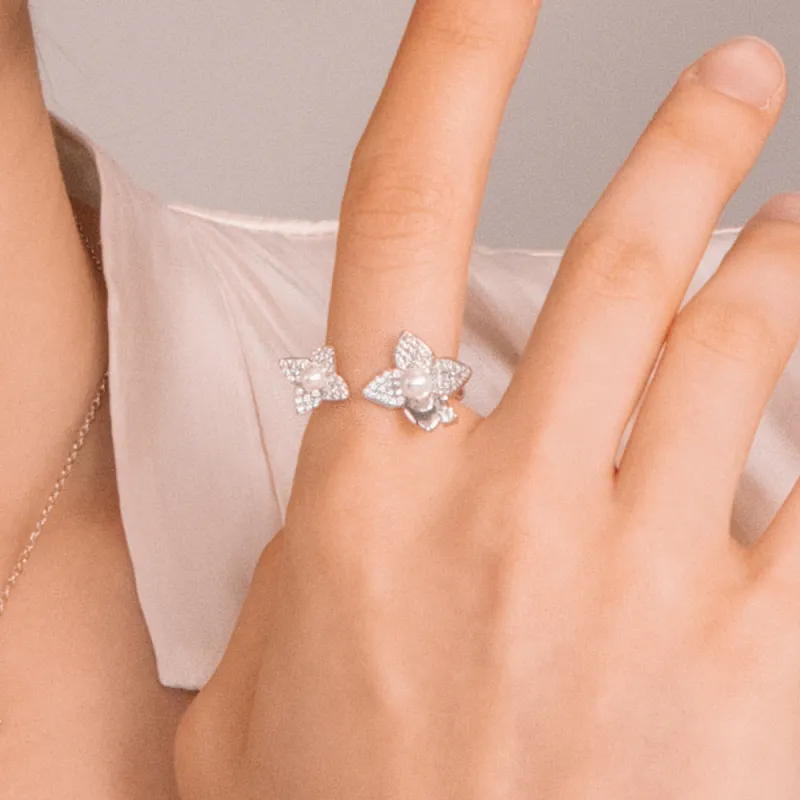 BABYBEI 925 Sterling Silver Pearl Open Ended Fresh Versatile Ethereal Refined Niche Design Rings Women's-2