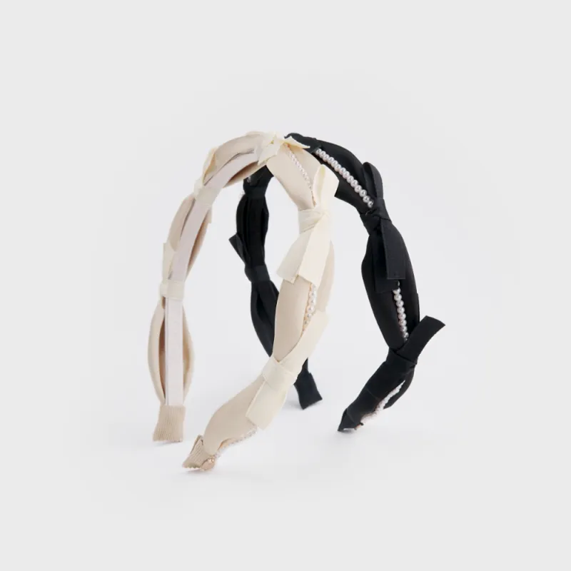 BABYBEI Bowknot Elegance Sweet Style French Gentle Black Beige Hair Accessories Women's-2