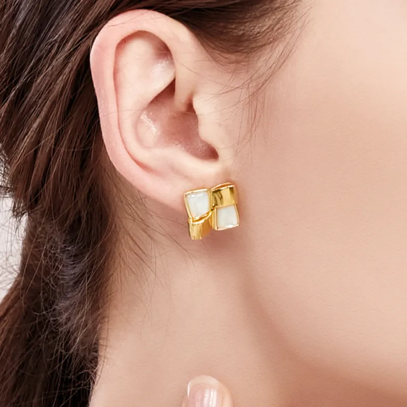BABYBEI 925 Sterling Silver Mother Of Pearl Clip On Earrings Women's-4