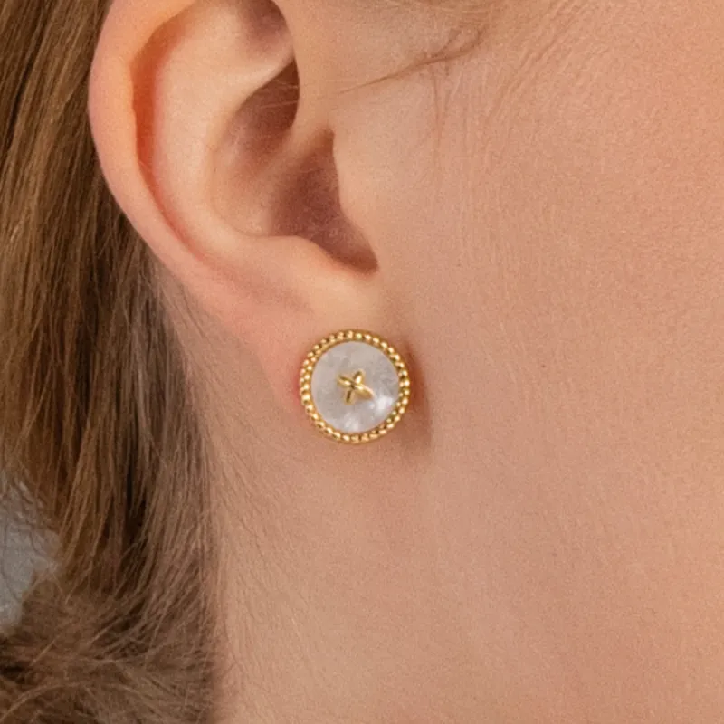 BABYBEI 925 Sterling Silver Mother Of Pearl Stud Earrings Women's-4