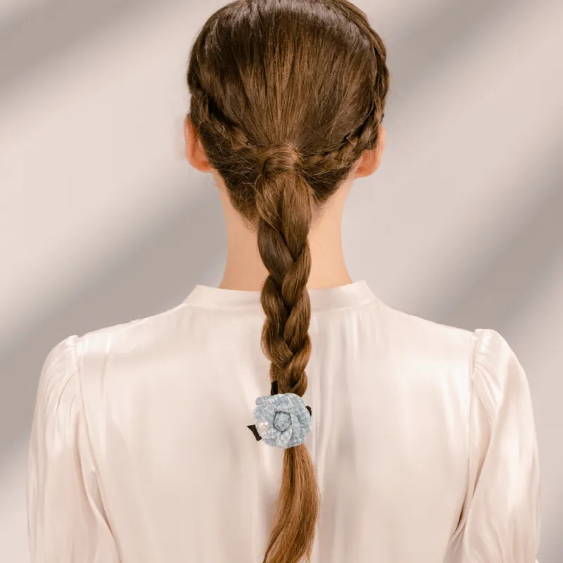 BABYBEI Elegance Elegant Sweet Style Advanced French Gentle Blue Beige Hair Tie Women's-3