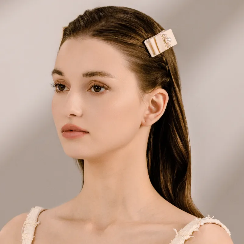 BABYBEI Fabric High-Light Pearl Hair Clips Women's-3