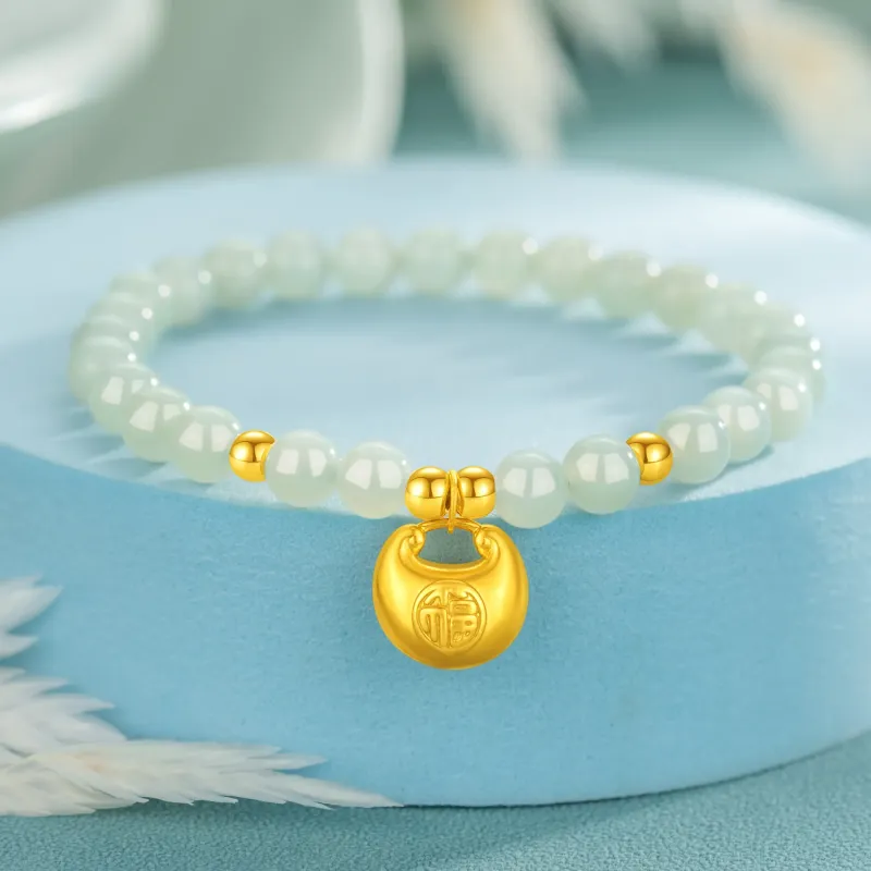 YASHENGZHUBAO Bracelets Pale Greenish White Jade Women's-1