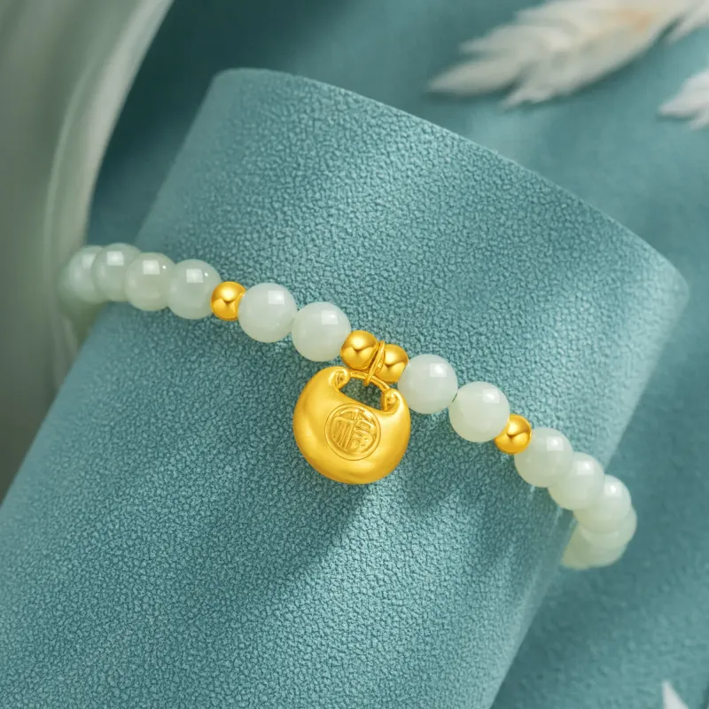 YASHENGZHUBAO Bracelets Pale Greenish White Jade Women's-4