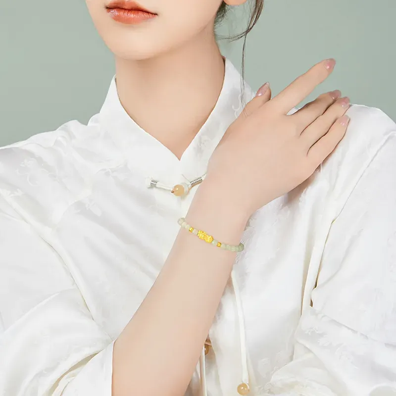 YASHENGZHUBAO Hetian Jade Bracelets Pale Greenish White Jade Women's-1