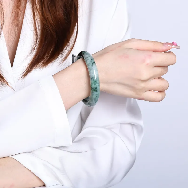 YASHENGZHUBAO Bean Type Jadeite Bangles Women's-1