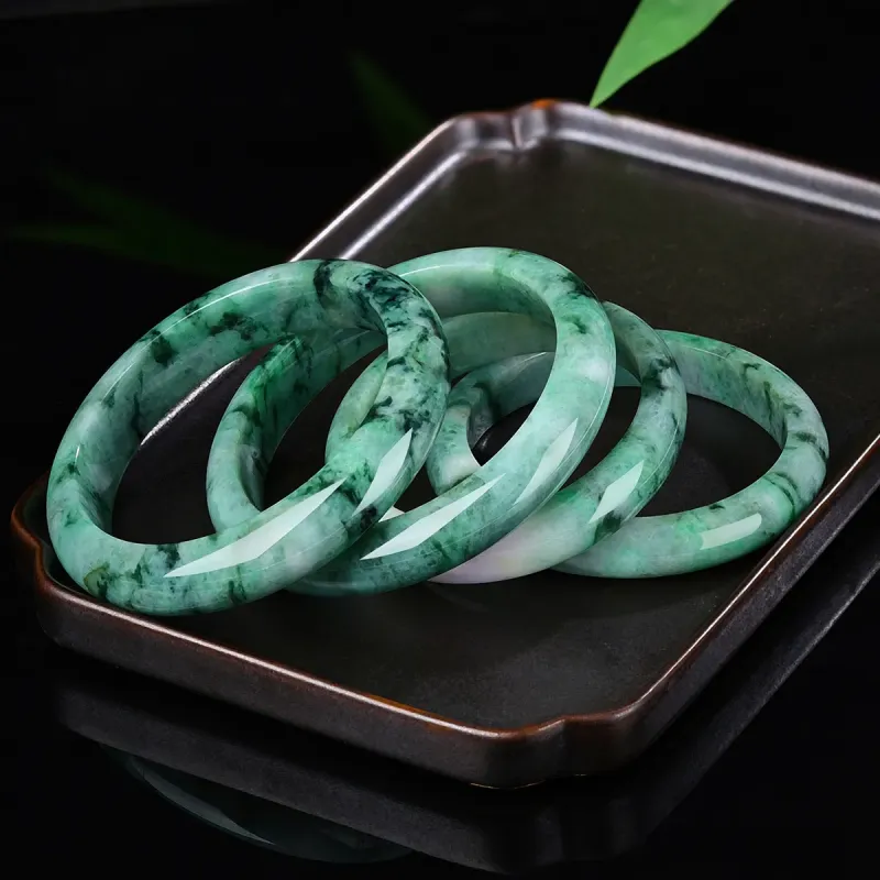 YASHENGZHUBAO Bean Type Jadeite Bangles Women's-3