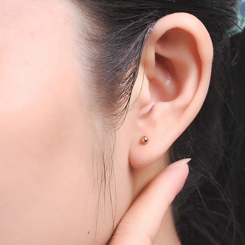 YASHENGZHUBAO 18K Gold Stud Earrings Unisex-17