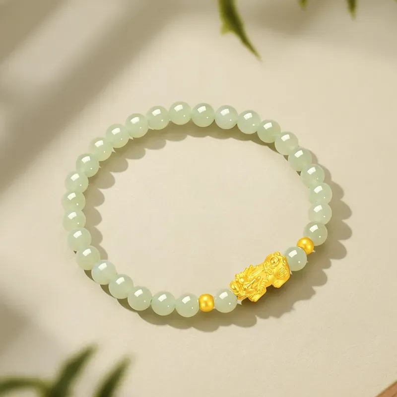 YASHENGZHUBAO Hetian Jade Bracelets Pale Greenish White Jade Women's-2