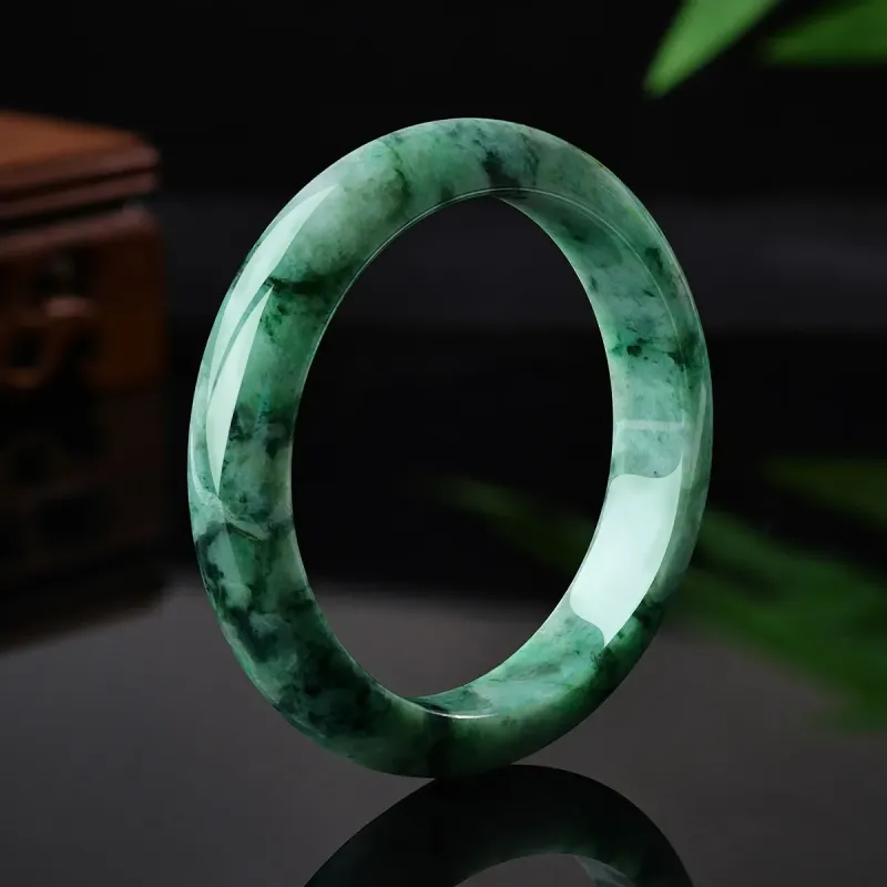 YASHENGZHUBAO Bean Type Jadeite Bangles Women's-2