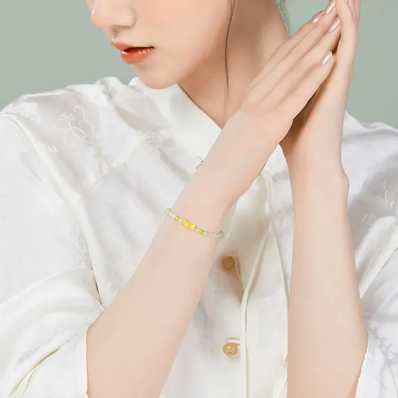 YASHENGZHUBAO Hetian Jade Bracelets Pale Greenish White Jade Women's-4