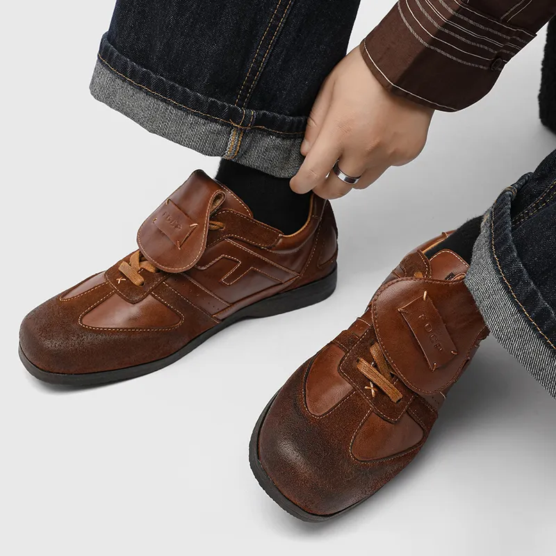 MUYI Breathable Low Top Casual Shoes Unisex Brown-4