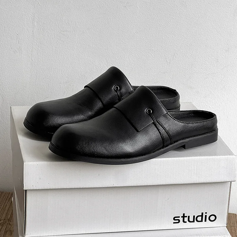 MUYI Rubber Sole Slip Resistant Closed Toe Slippers Unisex Black-8